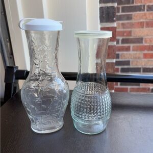 Set of Two Good Seasons Vintage Clear Glass Carafes